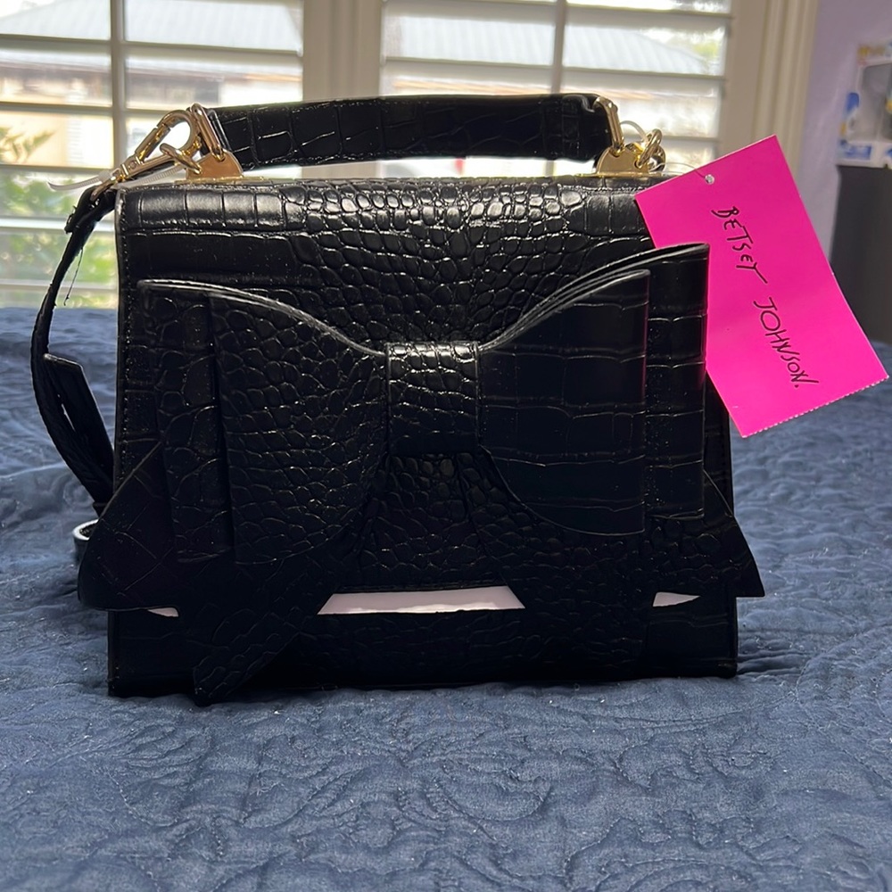 Betsey Johnson Croc Embossed Top Handle Crossbody
